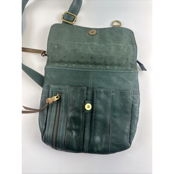 Fossil Morgan Traveler Soft Leather Crossbody Green Key Charm Zip Flap Pocket - Picture 4 of 15